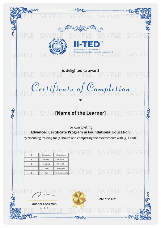 Advanced Certificate in Foundational Education 24 foundational education certificate